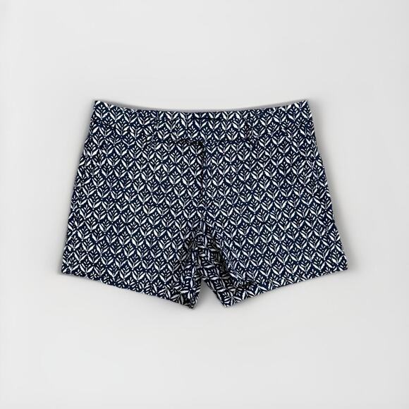 Anthropologie Level 99 Shorts Women's Size 28 Blue White Flat Front Chino Shorts - Picture 1 of 13